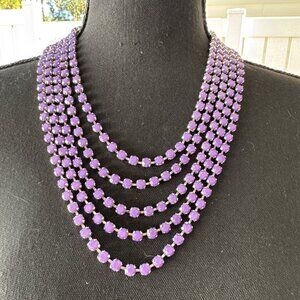 Cara New York Purple Silver Tone Layered 5 Bead Chain Statement Necklace NEW